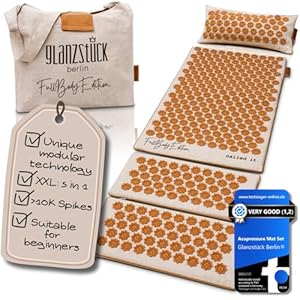 Glanzstück Berlin® Health Collection XXL Acupressure Mat Set for Full Body for Tension Headaches Back Pain Stress