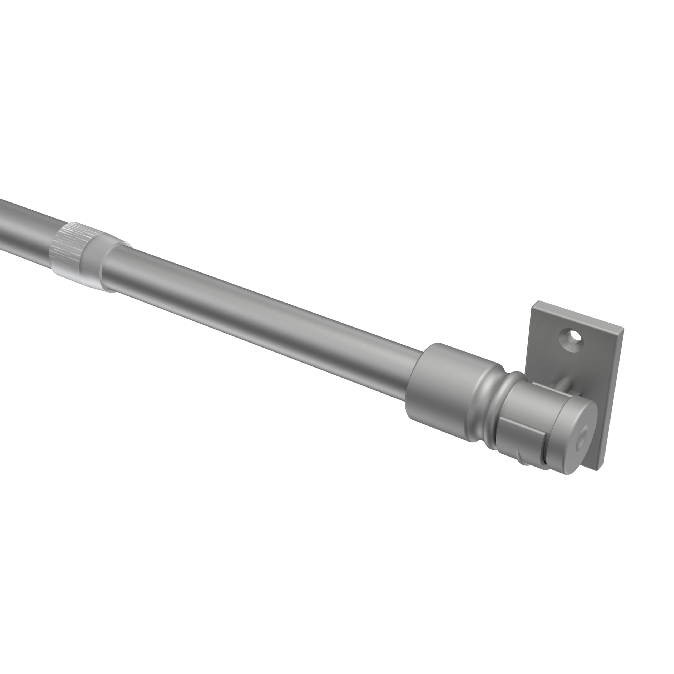 Interdeco Cafehausstangen (2 Stück), Scheibenstangen Silbergrau in 12 mm Ø, Sora, 85-135 cm ausziehbar