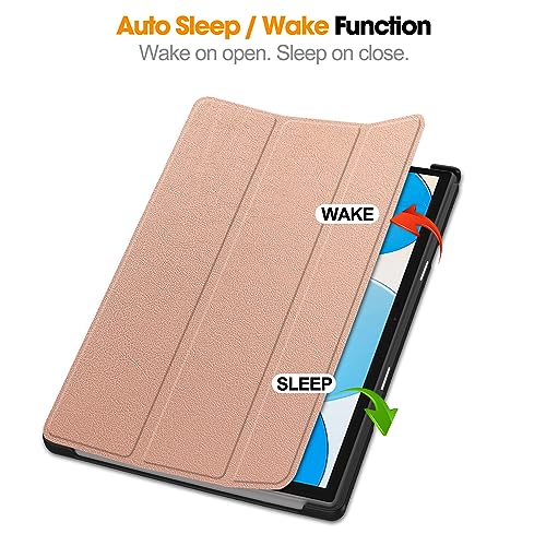 Dlahaby Case for Teclast P20HD / P20S / M40 Pro,Slim Smart Shell with Stand Function Flip Cover for Teclast M40Pro / Teclast P20S / Teclast P20HD 10.1-Inch Tablet,Rose gold - Image 4