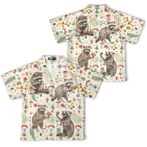 Boys Girls 80s 90s Raccoon Hawaii Shirt Funny Retro Animal Casual Short Sleeve Button Down Shirt Kids Hawaiian Shirt2