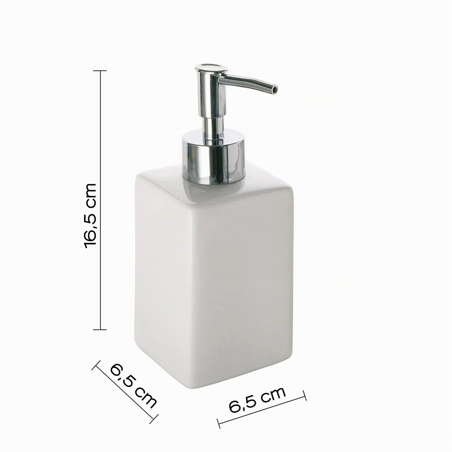 Gedy Queenstown 4 Pezzi, 1 Porta Solido, 1 Scopino WC, 1 Dispenser Sapone, 1 Portaspazzolini da Bagno, Set in Ceramica Ecologica, Finitura Bianca, Design R&S, 2 Anni di Garanzia, Unica