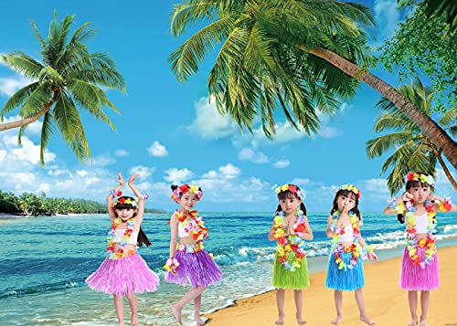 Set de 5 faldas hawaianas de pasto para niñas miniatura 7