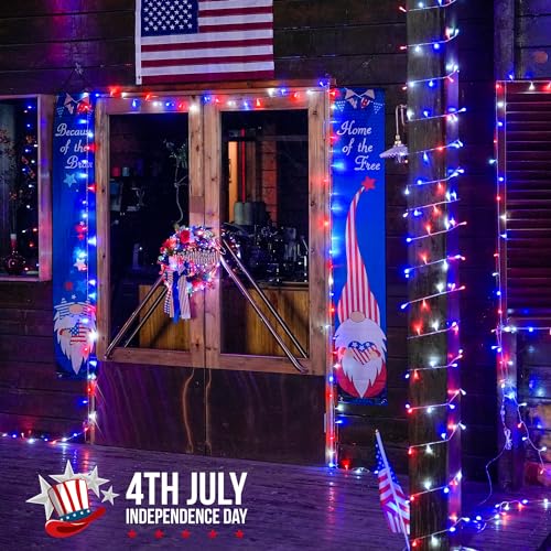 Jmexsuss 006-STRING-L-100LED-JULY4TH 4Th Of July Decorations 100 Led String Lights Indoor, 33Ft Red White And Blue Lights Plug-In, 8 Modes Patriotic 4Th Of July Lights For Indoor Outdoor Independence Day American Flag Holiday thumb #4