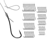 90er Set Wurmhaken Angelhaken inkl. 50 cm Vorfach - extra scharfe Japanhaken