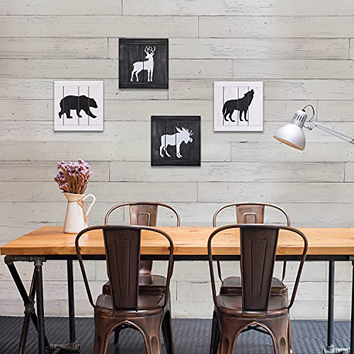 Rustic Cabin Decor Clearance, Wolf Deer Moose Bear Decorations For Home, Woodland Baby Boy Nursery Decor Room Decor, Moutain Decor, Cabin Lodge Wall Art Decor, Hunting Decor For Bedroom, Set Of 4 #TOP6