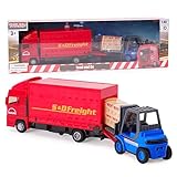 Toyland® Load and Go Vehicle Set - Scania Freight Truck with Forklift and Pallet - Transport Vehicle Toys - Boys Toys (Red)