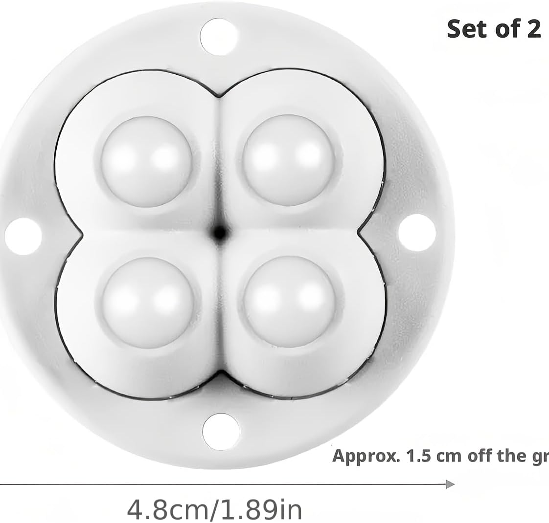 4pcs Black Self-Adhesive Ball Bearing Furniture Caster, No-Drill Paste-on Universal Wheel, 360° Rotating, for Trash Cans and Heavy-Duty Furniture