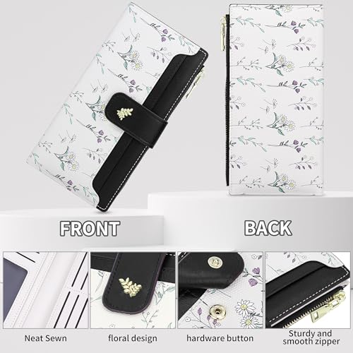 Wallet Women Slim Wallets for Women with RFID Cute Thin Black Women's Wallet Kawaii Flower Womens Ladies Card Holder Wallets2
