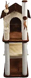 Chalesco Arranhador Casinha com Rede para Gatos