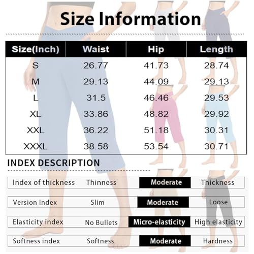 GOFULY Capri Pants for Women Stretch Wide Leg High Waisted Summer Pants Elastic Waist Cute Straight Leg Shorts with Pockets3