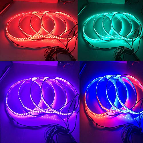 4pc 144LED RGBW Auto Wheel Ring Lights Car Rim Lights Brightest Multiple Colors Blue-Tooth App Controller