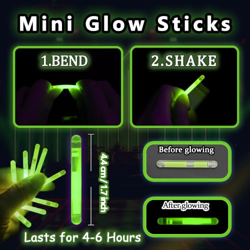 Mini Glow Sticks Bulk 100 PCS, Glow in The Dark Small Glow Sticks for Easter Egg Fillers, Glow Sticks Party Favors, Halloween Party Supplies, Birthday Goodie Bags, Classroom Prizes, DIY Crafts (Green) - Image 3