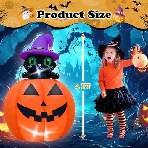 4FT Halloween Inflatable Blow up Lifting Cat Pumpkins Indoor Decoration - image 2