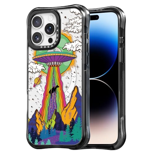 Rosarnnah for iPhone 14 Pro Case Aesthetic Black, UFO