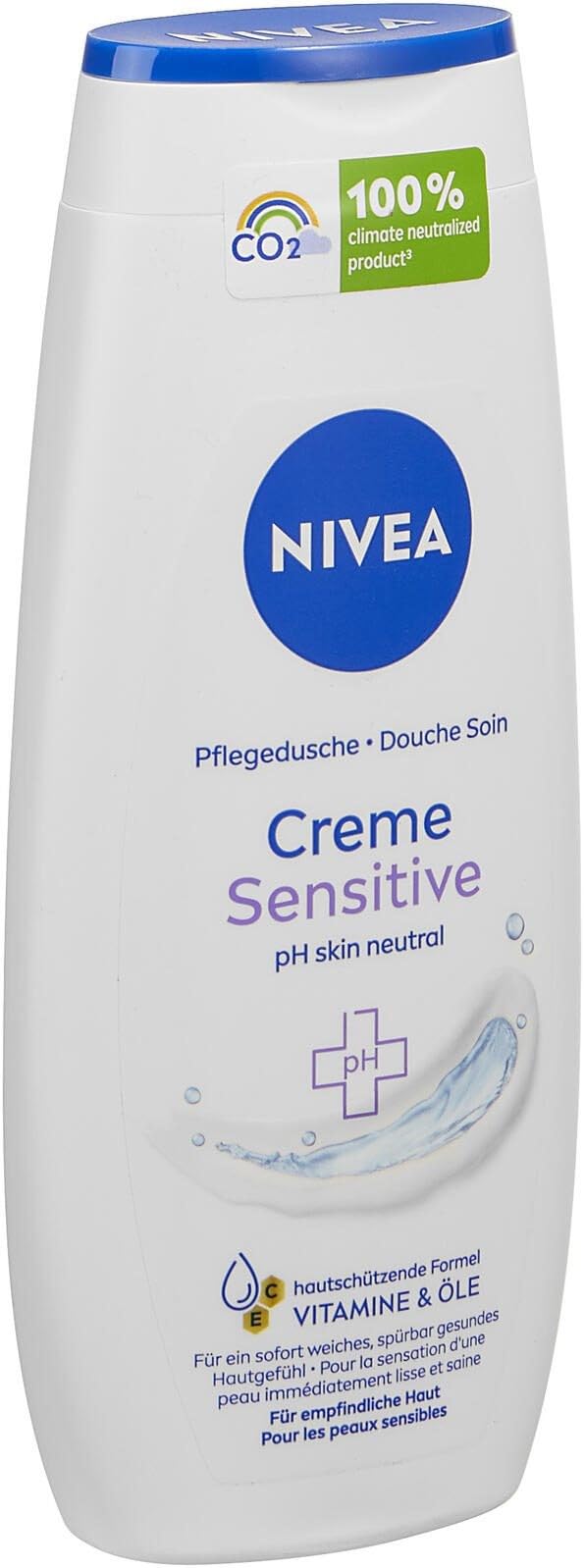 Sensitive Shower Cream (250ml), pH Neutral with Chamomile Extract, Moisturising Cream for Sensitive Soap-Free Skin