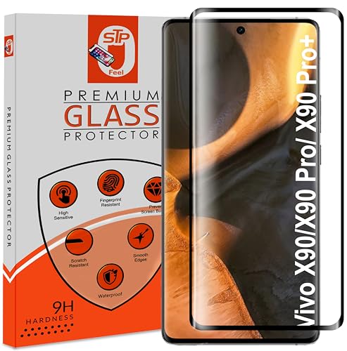 Image of STP FEEL Advanced Black Border Tempered Glass Protector for Vivo X90 | Full Screen Coverage (except edges) Screen Protector Guard Protector, Pack of 1
