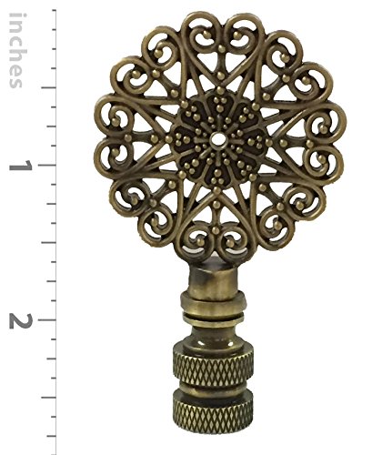 Image of Royal Designs Scalloped Filigree 2.62 inch Lamp Finial for Lamp Shade, Antique Brass