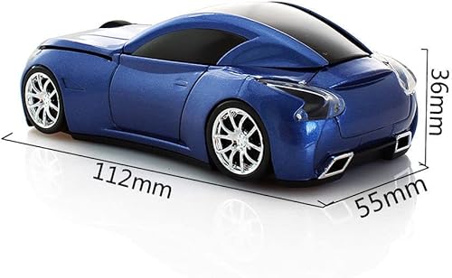 Miniatura 5 de Aikchi Wireless Sports Car Ratón, ratón inalámbrico para ordenador portátil de sobremesa, ratón óptico de 2,4 GHz para YFND (azul)