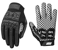 Seibertron Lineman/Linebacker Handschuhe 2.0 Padded Palm American Football Receiver Gloves, Flexibler TPR-Aufprallschutz Back of Hand Handschuhe Erwachsener Sizes Black XXL
