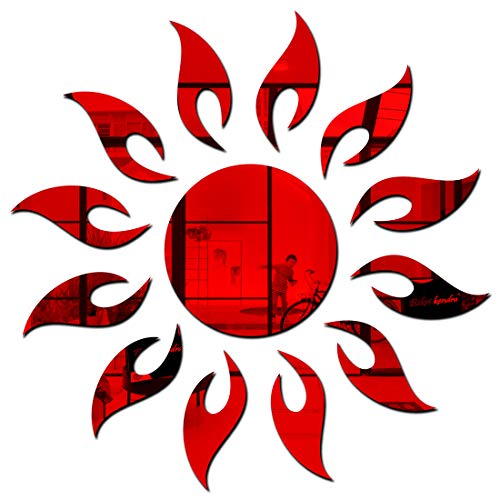 Image of Bikri Kendra - Sun 12 Flame red - 3D Acrylic Mirror Wall Stickers