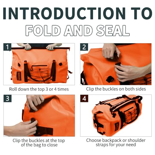 Lanedo 80L Dry Bag Large Waterproof Bag Roll-Top Heavy Duty Fishing Duffel Bag with Durable Straps & Handles for Kayaking Paddle boarding Boating Rafting Fishing Canoeing Camping (ORANGE) by Lanedo - Image 5