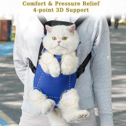 Hunde Rucksack für 1.1-2.3kg, Verstellbare Welpen Haustier Rucksack Hund Tragetasche, Camping und Reisen, Schultertasche für kleine und mittelgroße Hunde, Katzen, Kaninchen (Blau, S)