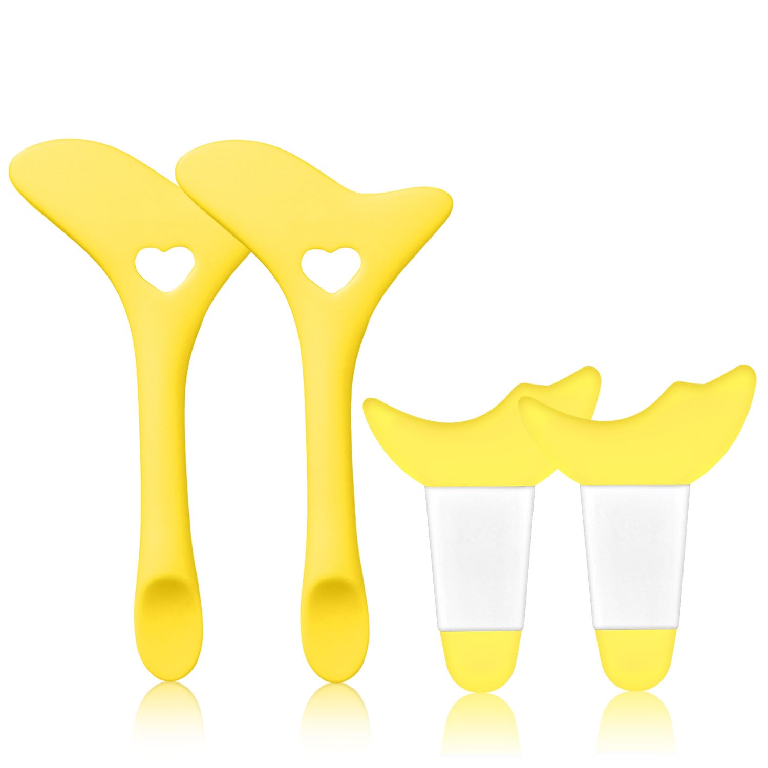 4pcs Wing Eyeliner Stencils, Eyeliner Helper Tool Silicone Eyeliner Eyeshadow Stencils Mascara Shield Applicator for Eyeliner Eyelashes Eyebrows Lip Liner Face Contour (Yellow)