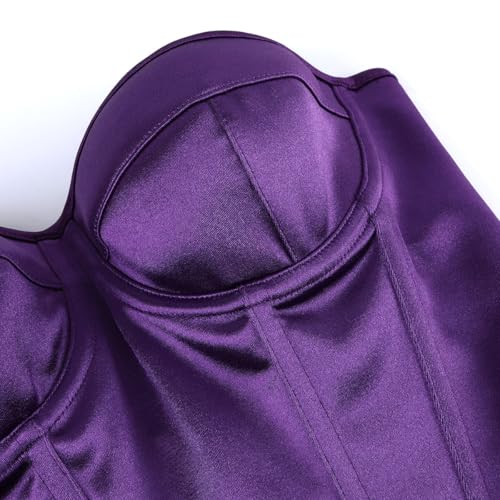 Image of Satin Corset Tops for Women Strapless Bustier Sweetheart Neckline Boned Bodice Bridal Lingerie Party Clubwear