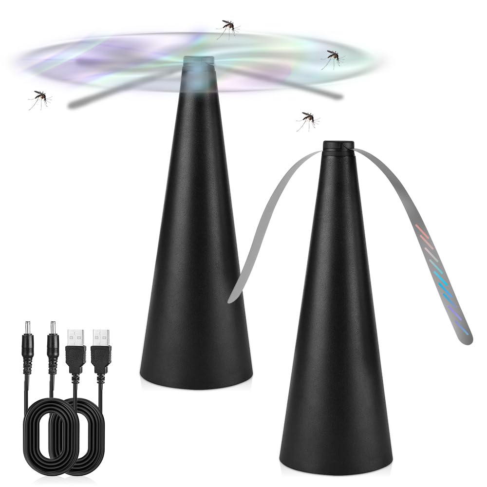 mizikuu 2 Pack Fly Repellent Fan, Mosquito Repellent Fan USB or Batteries Powered, Portable Fly Fan for Picnic, BBQ, Party-image-17