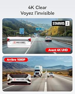 REDTIGER 4K Dashcam Voiture,STARVIS 2,Écran IPS 3,18 Pouces,Carte 128 Go Incluse, WiFi 5,8 GHz,GPS,Vision Nocturne,Grand Angle 170° WDR,Moniteur de Stationnement,Prend en Charge Jusqu'à 256 Go (F7NP)