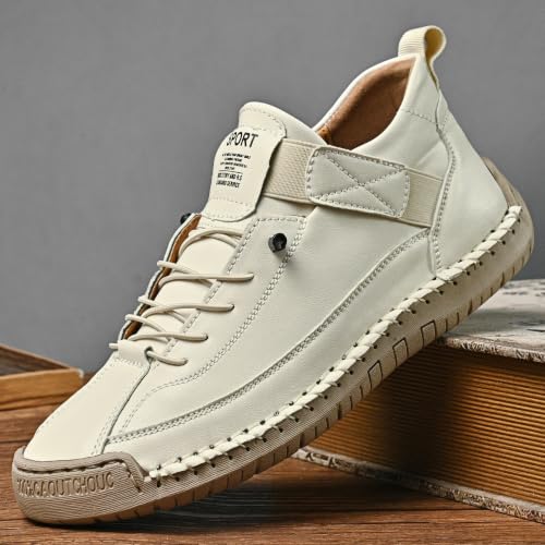 Image of Womens Casual Shoes Ankle Chukka Boots Slip On Breathable Loafers Handmade Fashion Sneakers Mid top Walking Driving Flats Shoes