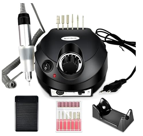 Perceuse à ongles électrique professionnelle 35 000 tr/min, kit de manucure avec embouts, polisseuse portable pour salon (noir)