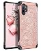 BENTOBEN Case for Samsung Galaxy Note 10 Plus, 2 in 1 Luxury Glitter Shockproof Sparkle Bling Shiny Faux Leather Hard PC Soft Bumper Protective Phone Cover for Galaxy Note 10+ Plus Rose Gold