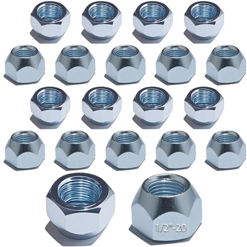 LUXTRKSTO 20Pcs 1/2-20 Trailer Hub Lug Nuts Wheel 509 Lug Nut Axle Hub Tire Lugs Nuts Open End Acorn Nut for Dexter EZ Lube Trailer Camper RV 1/2 Studs Zinc Plated