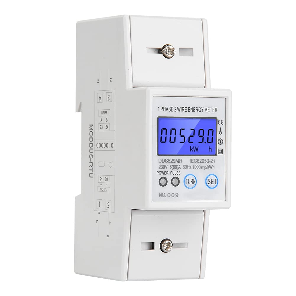 Medidor de energía monofásico Pantalla LCD digital Medidor de potencia de carril DIN 230V 2P con comunicación para monitoreo eléctrico industrial doméstico