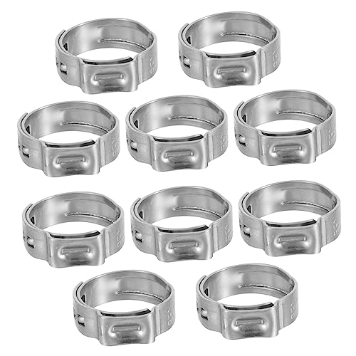 BUTIFULSIC 10pcs Drive Hose Clip Drive Hose Clip for Gas Pipe Silver Stainless Steel Hose Clamp Hose Clamps Single Ear