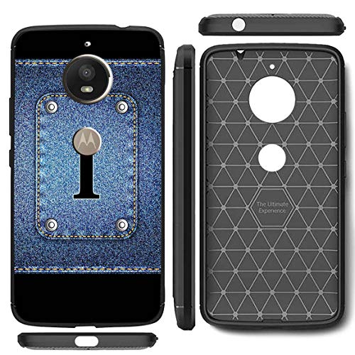 Image of Amazon Brand - Solimo Designer Button Jeans Alphabet-I Printed Soft & Flexible Hybrid Back Case Mobile Cover for Motorola Moto E4 Plus