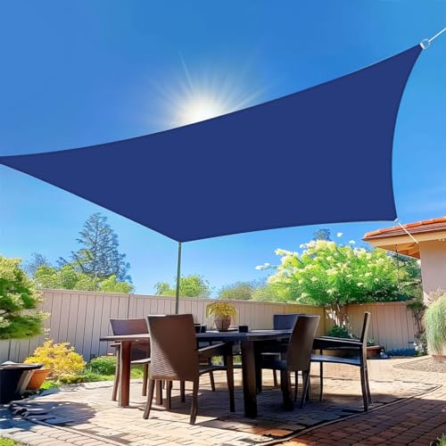 wiipara 3x4m Sonnensegel Rechteckig, Wasserdicht Sonnenschutz Segeltuch Sunsegel, 95% UV Schutz, Regenschutz, Premium Polyester Sonnensegel für Balkon Terrasse Garten, inkl. Befestigungsseile (Blau)