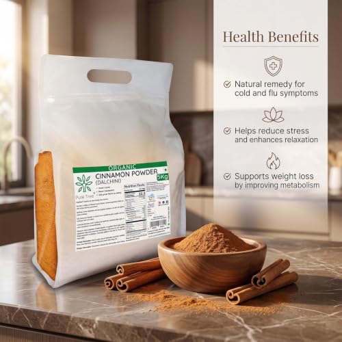 Image of Pure Tree Certified Organic Dalchini Powder | 5 Kg / 5000 g | Organic Cinnamon Powder | Dal Chini Powder Indian Spices Aroma & Flavour | Gluten Free Cineman Dalchini