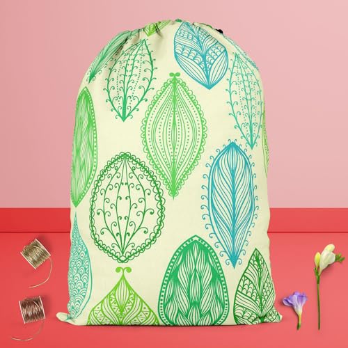 Image of ArtzFolio Vintage Ornate Leaves | Reusable Sack Bag | Bag for Gym, Storage, Vegetable & Travel