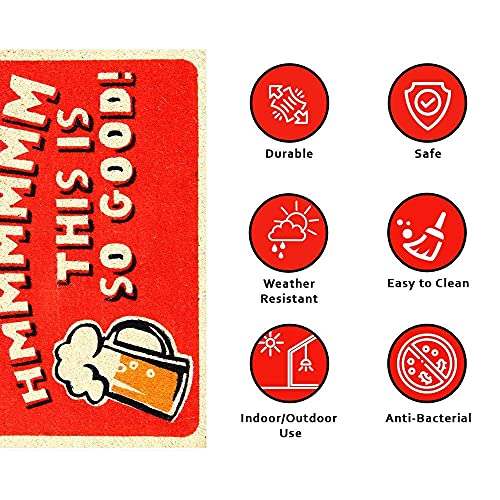 Image of Onlymat Beer Quote Printed Anti-Slip Doormat (Red) Rectangular Shaped Entryway Rug Natural Coir Material with PVC Backing for Outdoor Entrance Home Multipurpose Mats (75cm x 45cm)