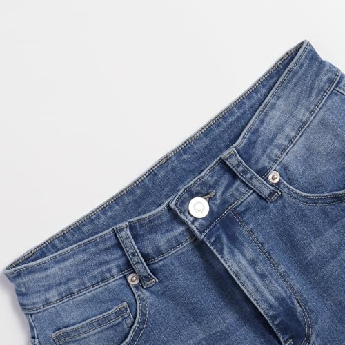 Women's Low Rise Skinny Jeans Stretch Button Destroyed Denim Pants3