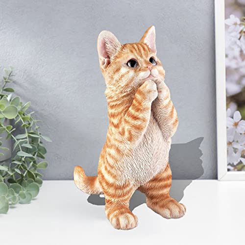 Garden Cat Statue Decorative Figurine, Fairy Art Yard Décor Statue For Patio Lawn, Home Office Ornaments Housewarming Gifts (Orange) #TOP4