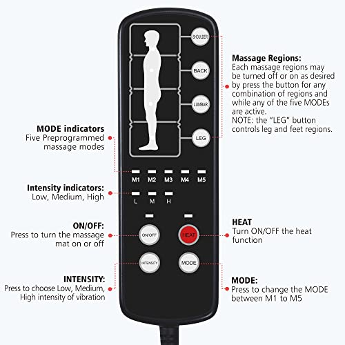 Image of COMFIER Massage Mat Full Body,Massage Pad with 10 Vibration Motors,Back Massager Pad with Heat,Christmas Gifts for Men Women Mom Dad