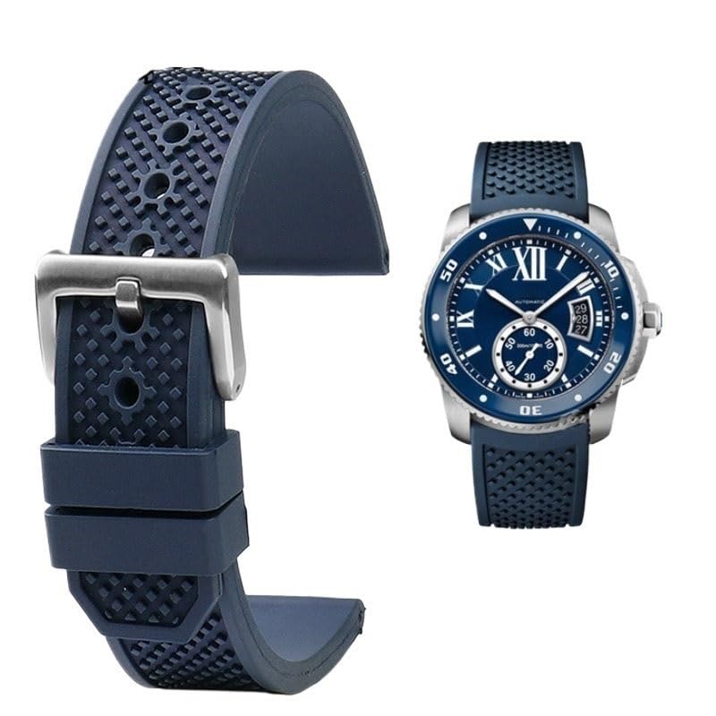Bracelet montre caoutchouc fluoré pour Cartier Calibre Tank W7100056