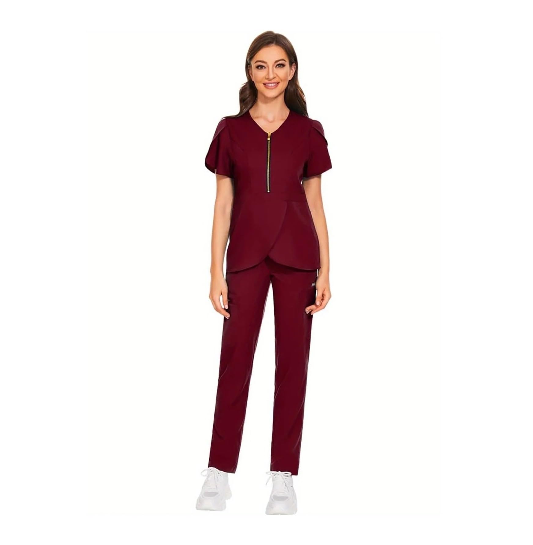 Uniformes Sanitarios Mujer Conjunto de Uniforme médico for Mujer con Cremallera, Camiseta y pantalón de enfermería, diseño Moderno y Liso.