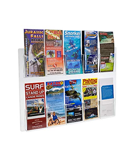 SOURCE ONE Deluxe Clear Acrylic 10-Pocket Wall Mount Trifold