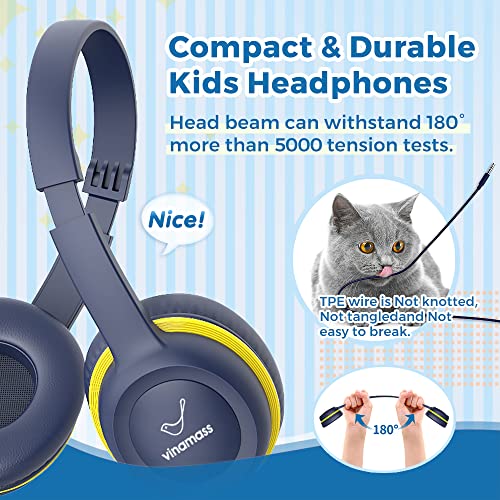 Vinamass Kids Headphones, Ear Headphones For Kids, Wired Headphones With Safe Volume Limiter 85Db, Adjustable And Flexible For Kids, Boys, Girls,Suit For School Classroom Students Teens Children… #TOP7