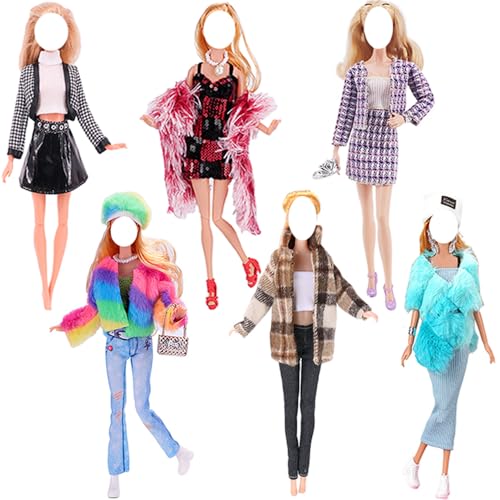 Lance Home - Ropa de muñeca, 6 juegos de moda, vestidos de otoño, ropa de primavera, suéter, pantalones, zapatos, calcetines, bolsa para muñecas de 29 cm, accesorios para muñecas de 11.5 pulgadas,
