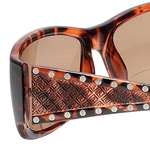 Calabria 829 Womens POLARIZED Bi-Focal Reading Sunglasses in Tortoise Brown+2.504